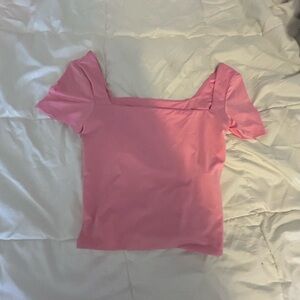 Cotton On Pink Fitted Puff Sleeve Crop Top